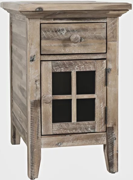 Jofran Rustic Shores Grey Wash Power Chairside Table