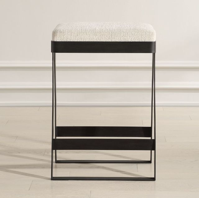 Uttermost® Hover Aged Black/Ivory Counter Stool-1
