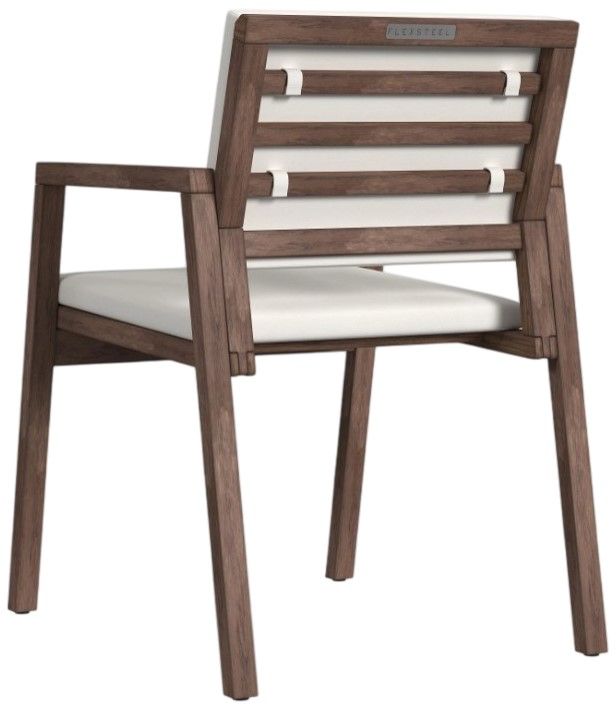 Flexsteel® Outdoor Nova 2-Piece Ivory/Dark Brown Arm Dining Chair-3