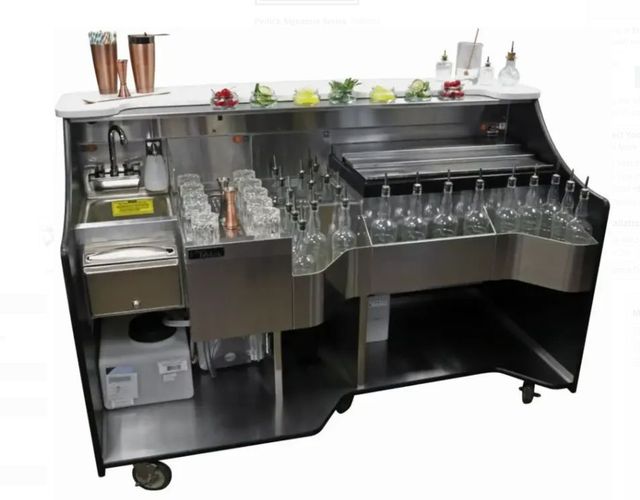 Perlick® Signature Series 70" Tobin Ellis Mobile Bar with 2 Drainboards-1