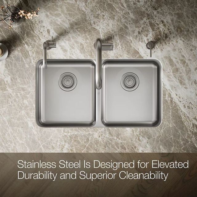 KOHLER® Undertone® Stainless Steel 32" Undermount Double Equal-Bowl Kitchen Sink-3