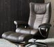 Stressless® by Ekornes® Customizable Wing Large Manual Recliner and Ottoman with Signature Base-1