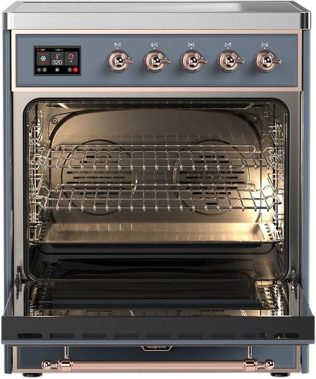 Ilve® Majestic III 30" Blue Gray Pro Style Induction Range with Triple Glass Door and Copper Trim-1