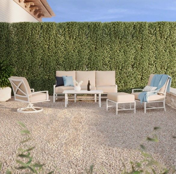 Sunset West Bristol Satin White Aluminum Outdoor Coffee Table-3