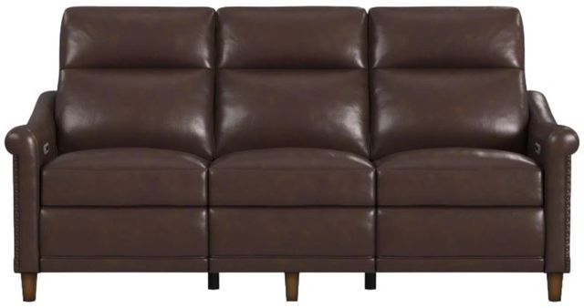 Flexsteel® Elizabeth Brunette Leather Power Reclining Sofa with Power Headrest-2