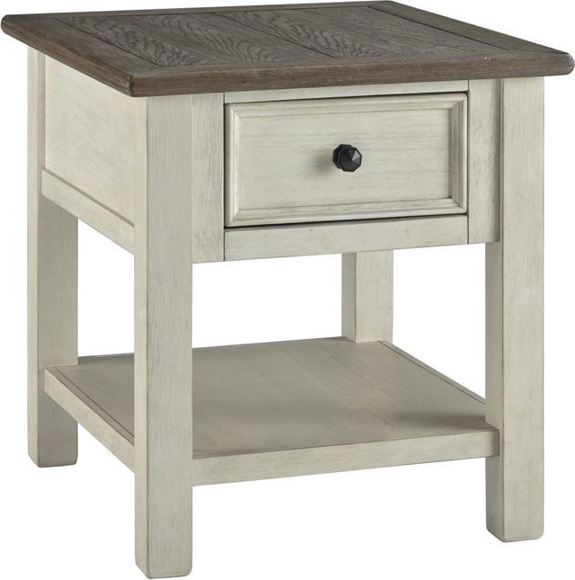 Signature Design by Ashley® Bolanburg Weathered Oak Rectangular End Table with Antique White Base 
