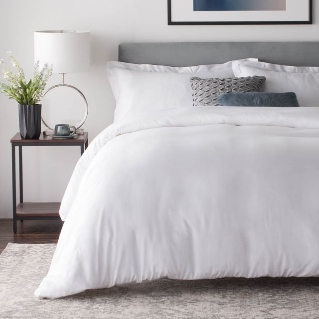 Malouf® Woven™ Rayon From Bamboo White Oversize Queen Duvet Set-4