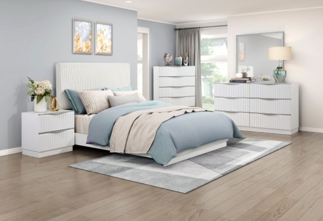 Homelegance® Linea Cream/Pearl White Eastern King Panel Bed-1