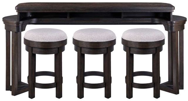 Liberty Furniture Weston 4-Piece Knubby Taupe/Peppercorn Console Bar Table and Stool Set-2