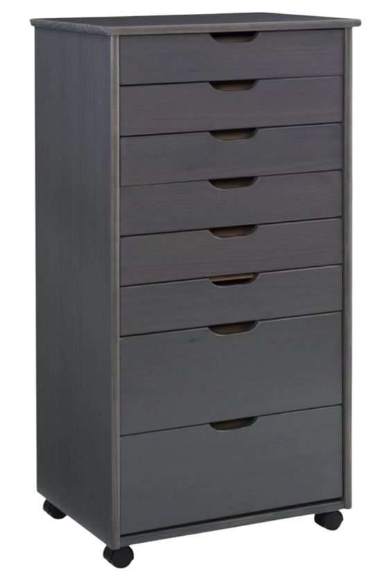 Linon Rudy Gray 6-Drawer Rolling Storage Cart