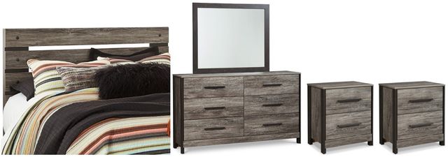 Signature Design by Ashley® Cazenfeld 5-Piece Black/Gray Queen Panel Headboard Bed Set-0