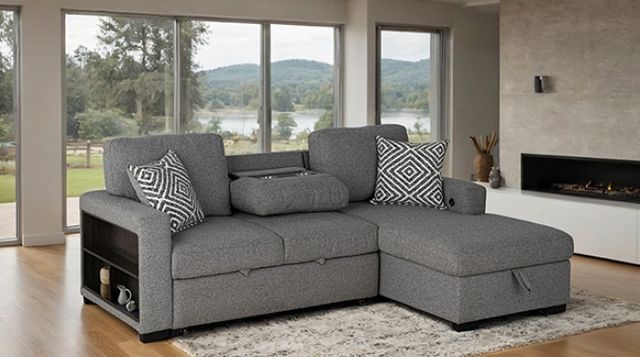 Furniture of America® Chatham Gray Right-Arm Facing Sectional-1