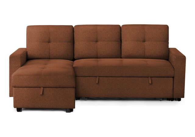 Monarch Specialties Inc. Lumos-44 Rust Sleeper Sofa Storage Lounger and Reversible Chaise-0
