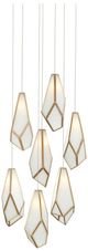 Currey & Company Glace Antique Brass/White Round Multi-Drop Pendant Lighting-0