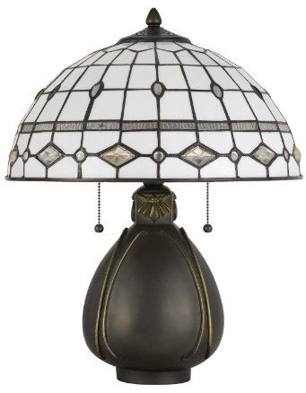 Cal® Lighting & Accessories Tiffany Dark Bronze/White Table Lamp-0