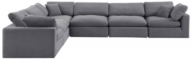Meridian Furniture Comfy 6-Piece Gray Velvet Sofa Sectional-1