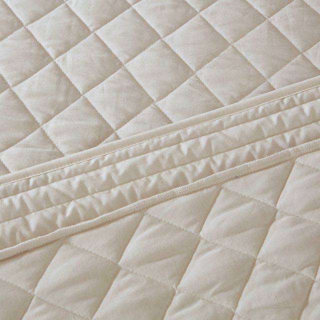 Olliix by Madison Park 4 Piece Ivory King/California King Breanna Cotton Reversible Tailored Bedspread Set-4