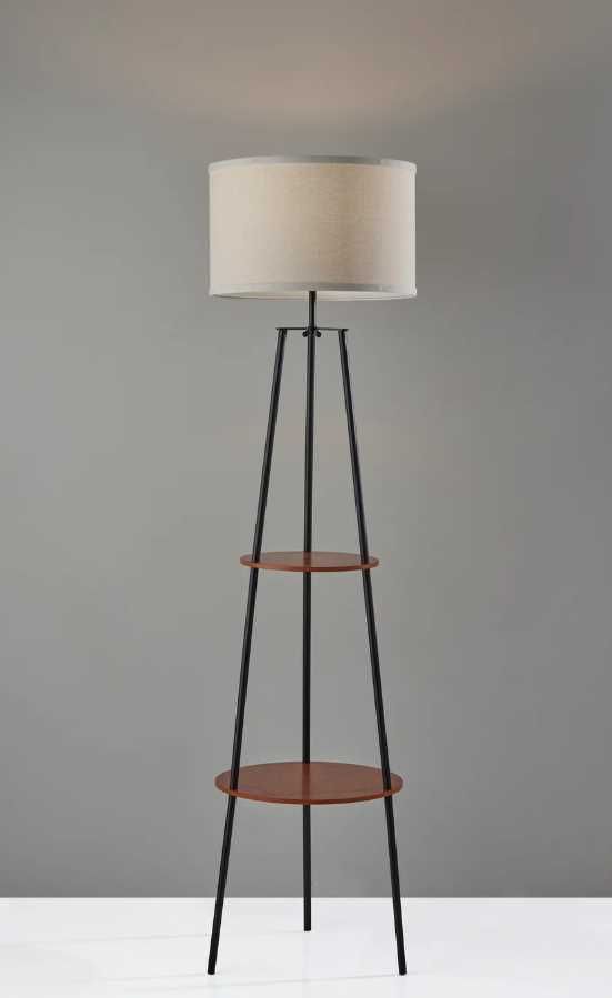 Adesso® Sydney Black Shelf Floor Lamp-1