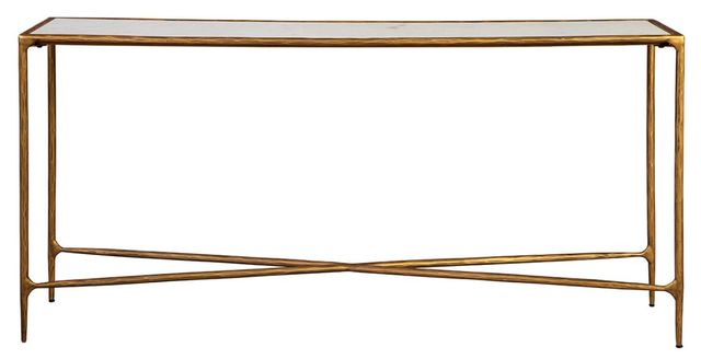 Furniture Classics Bronson White Console Table with Gold Base-1