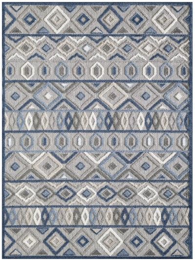 KAS Rugs Calla Blue/Gray Aztec 5'x7' Area Rug-0