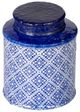 A & B Home Camille Blue/White Lidded Jar-0