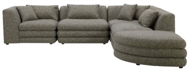 Moe's Home Collection Lowtide Alcove 5-Piece Grey L-Shaped Modular Sectional and Ottoman-1