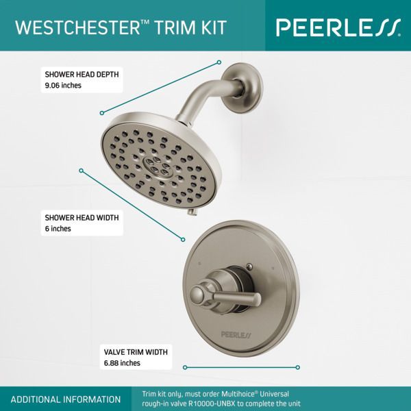 Peerless Westchester® Brushed Nickel 14S Shower Only Trim-3