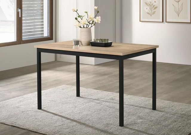 Coaster® Garza Greige Oak Rectangular Dining Table with Matte Black Base-1