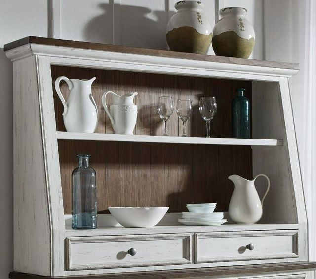 Liberty Furniture River Place Riverstone White/Tobacco Angled Server Hutch-1