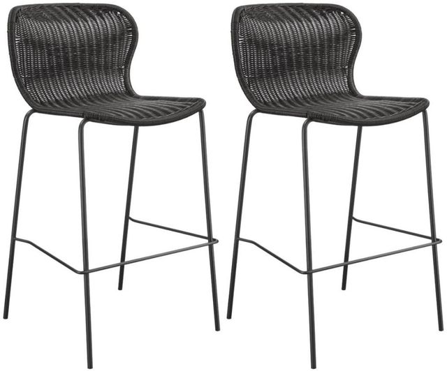 Coaster® McKinley 2-Piece Brown/Sandy Black Upholstered Bar Stools-1
