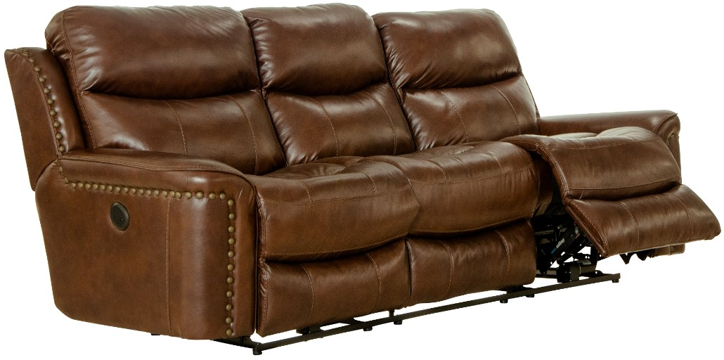 Catnapper Ceretti Brown Leather Power Reclining Sofa 371 Furniture Brainerd MN