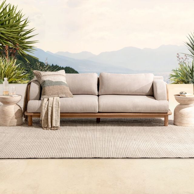 Classic Home Dawson Butterscotch Fabric/Wooden Outdoor Sofa-1