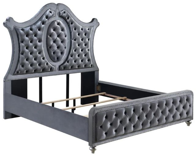 Crown Mark Cameo Gray Queen Upholstered Panel Bed-2