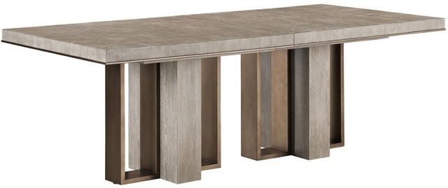 Universal Explore Home™ Del Monte Weathered Oak Dining Table with Antique Satin Brass Base-0