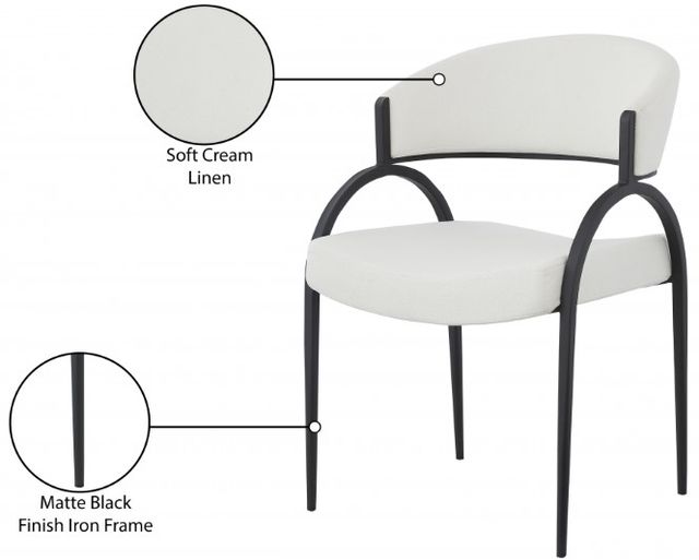 Meridian Furniture Privet Cream/Matte Black Dining Chair-3