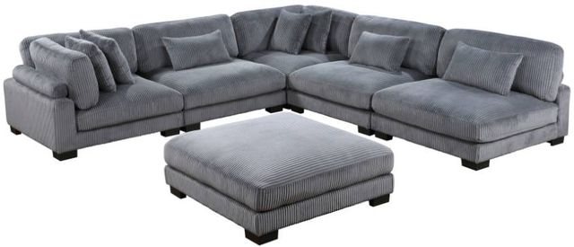 Homelegance® Traverse 2-Piece Plush Gray Corduroy Modular Sectional with Ottoman-0
