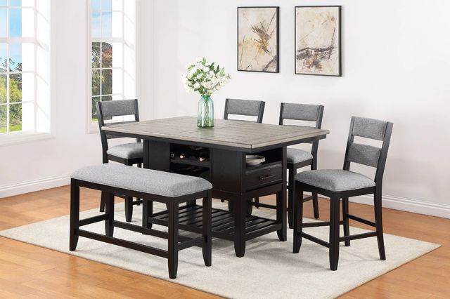 Crown Mark Frey Black/Gray Counter Dining Bench-1