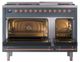Ilve® Nostalgie II Noblesse 48'' Blue Gray Pro Style Dual Fuel Range with Copper Trim-2