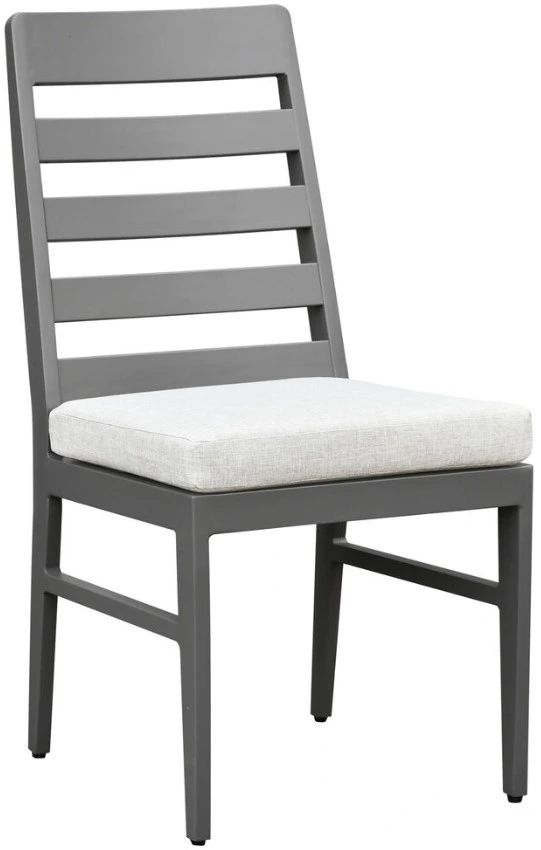 Intercon Navarro Gray/Mocha Fabric/Metal Ladder Back Outdoor Side Chair-0