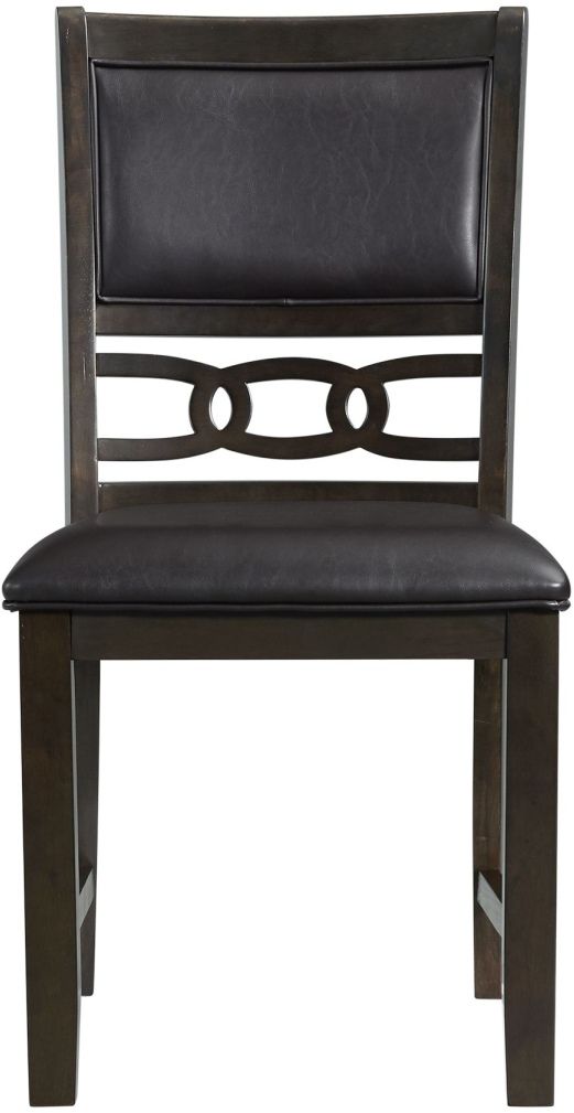 Elements International Amherst Walnut Upholstered Dining Side Chair-3