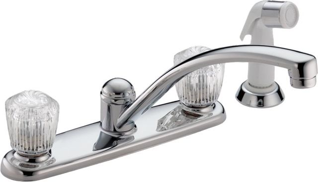 Delta 2100 / 2400 Chrome 6" 2-Handle Kitchen Faucet with Spray-0