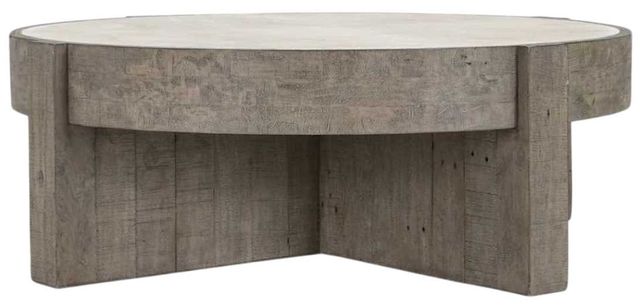 Classic Home Sonoma Antique White 52" Round Coffee Table with Distressed Gray Base-0