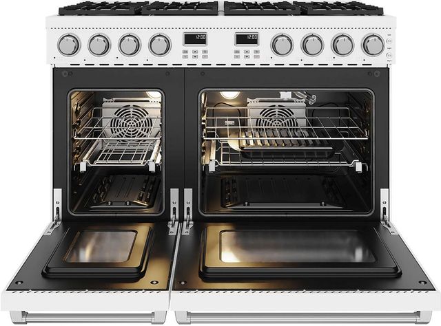 Thor Kitchen A Series 48" White Matte Pro Style Gas Range with Stainless Steel Hardware-1