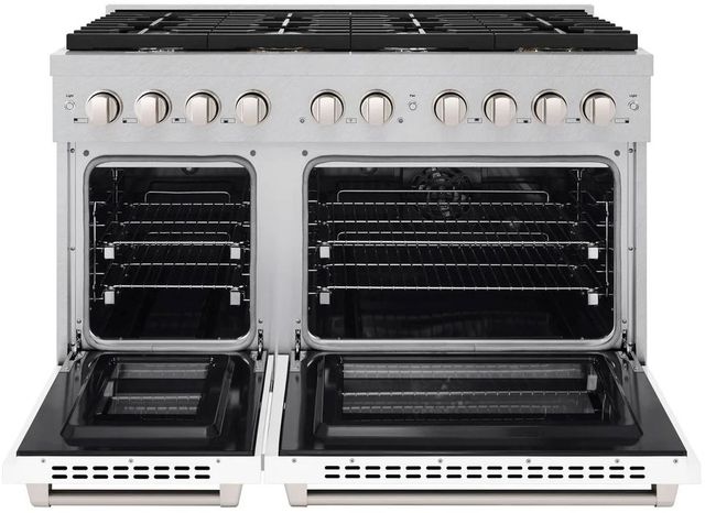 ZLINE Paramount 48" Satin Stainless Steel Pro Style Dual Fuel Range with White Matte Door-1