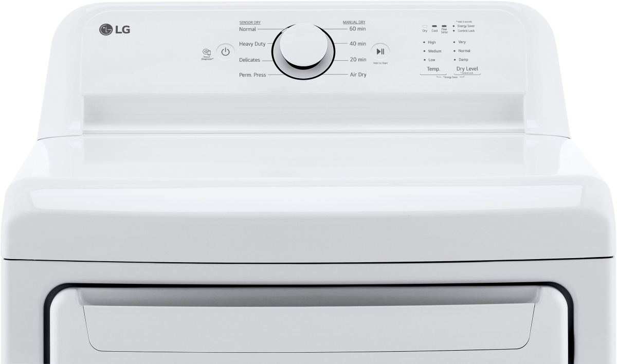 LG 7.3 Cu.Ft. Vented Electric Dryer in White with Sensor Dry Technology - Thumbnail 3