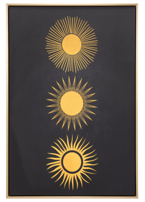 Zuo® Modern Three Suns Gold/Black Canvas Wall Art-0