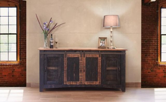 International Furniture Direct Pueblo Brown/Weathered Black 70" TV Stand-1