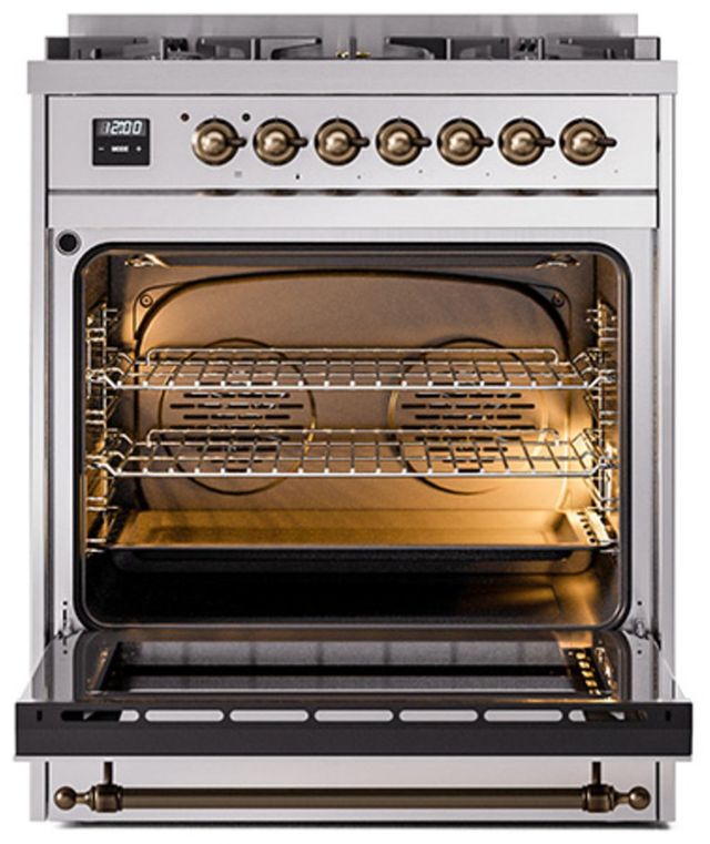 Ilve® Nostalgie II Series 30" Stainless Steel Pro Style Dual Fuel Range-3
