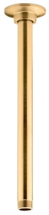 KOHLER® Vibrant Brushed Moderne Brass 12" Ceiling-Mount Single-Function Rainhead Arm and Flange-0