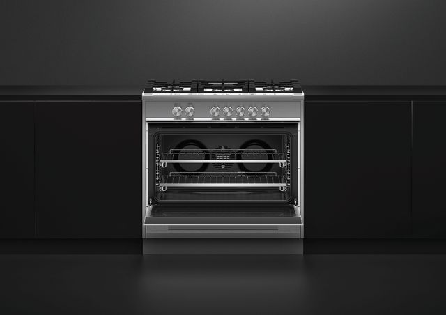 Fisher & Paykel 36" Brushed Stainless Steel with Black Glass Pro Style Natural Gas Range-4